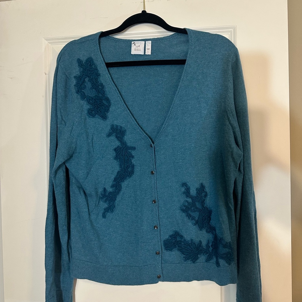 J. Jill Teal Cardigan Sweater